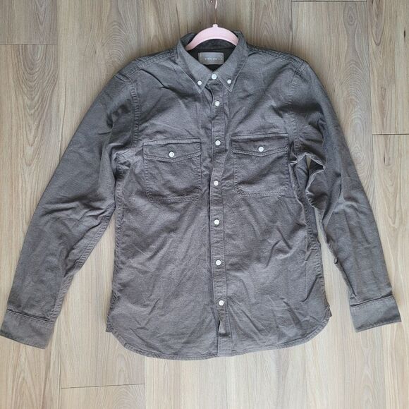 NWOT Everlane Men's Gray Olive Button Down Flannel Long Sleeve Shirt Size Medium - Picture 2 of 7